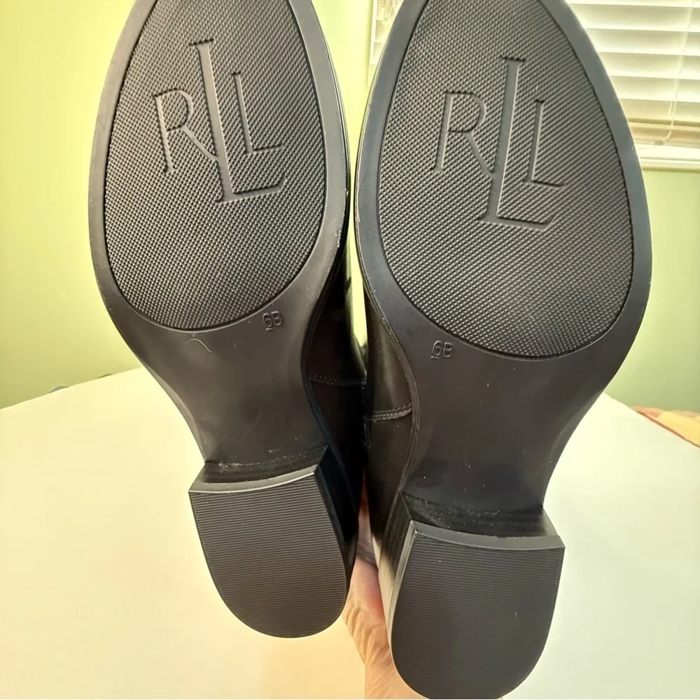 Like New Ralph Lauren Madisen leather riding boots moto woman 6B almond toe